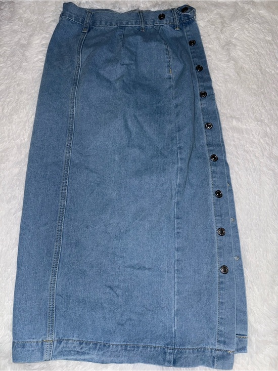 Dresses & Skirts - Classic Blue Denim Button-Front Midi Skirt
